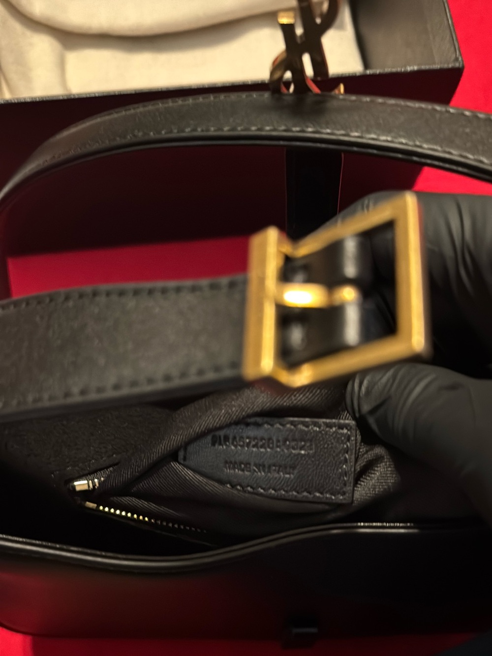 Saint Laurent Black Leather Shoulder Bag with Gold YSL Hardware - Picture 4 of 6